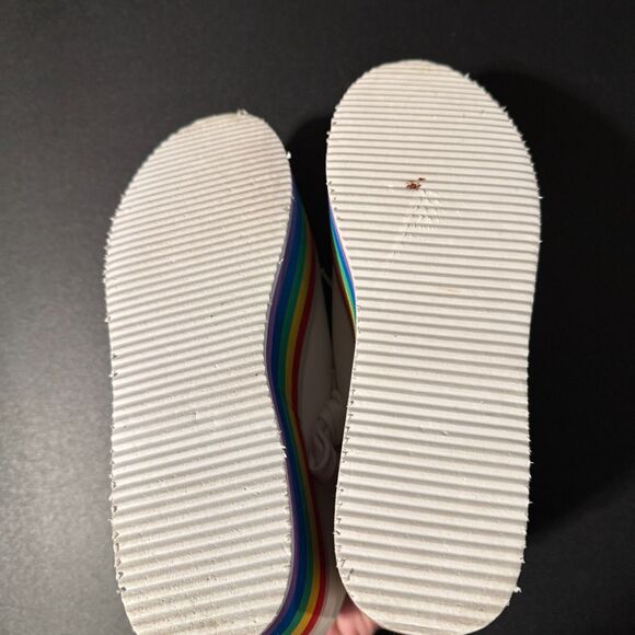 Hot Topic White Rainbow Platform Sneakers Women's Size 8 Pride Festival Y2K Goth - Picture 7 of 8